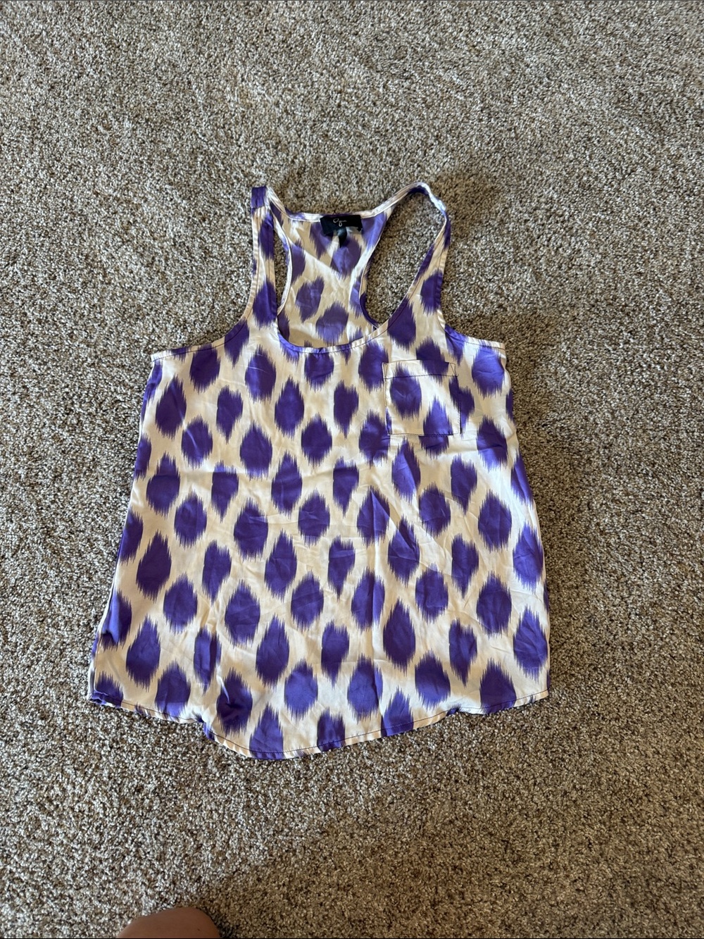 Aqua Purple and Cream Ikat Racerback Tank Top